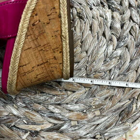 Etienne Aigner Pink Patent Leather Flower Embellished Espadrille Wedge Sandals 8 - Picture 13 of 13